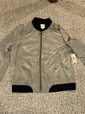 Kenzie Olive Bomber Jacket with Black Trim